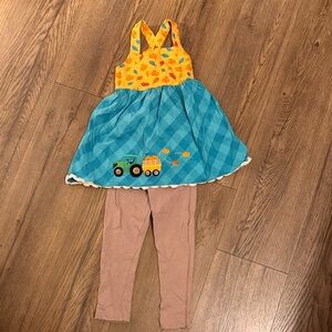 Kids Tractor Print Matching Set - Blue and Yellow